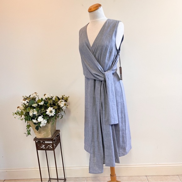 NWT Halogen Chambray Faux Wrap Sheath Dress Size Large - Picture 5 of 12
